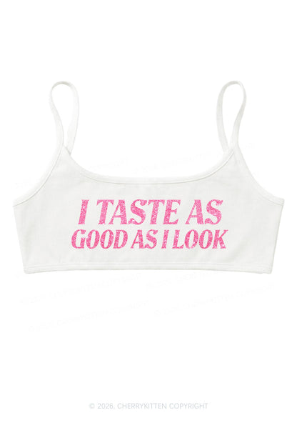 Glitter I Taste Good Y2K Super Crop Cami Cherrykitten