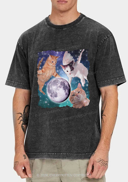 Cats On The Moon Y2K Washed Tee Cherrykitten