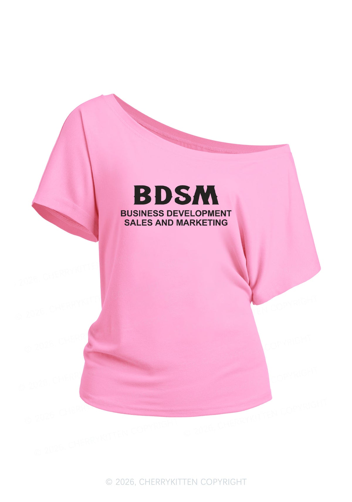 Business Development Y2K Off Shoulder Tee Cherrykitten