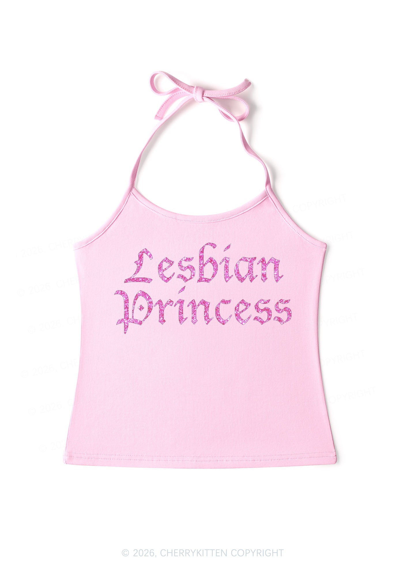 Glitter Lesbian Princess Pride Y2K Halter Neck Cami Cherrykitten