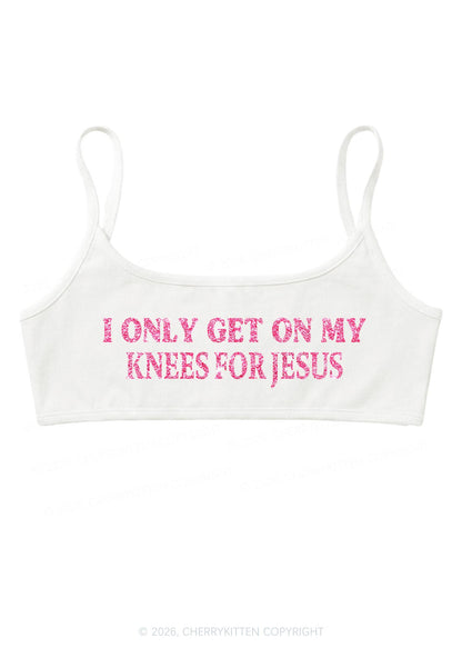 Glitter Get On My Knees For Jesus Y2K Super Crop Cami Cherrykitten