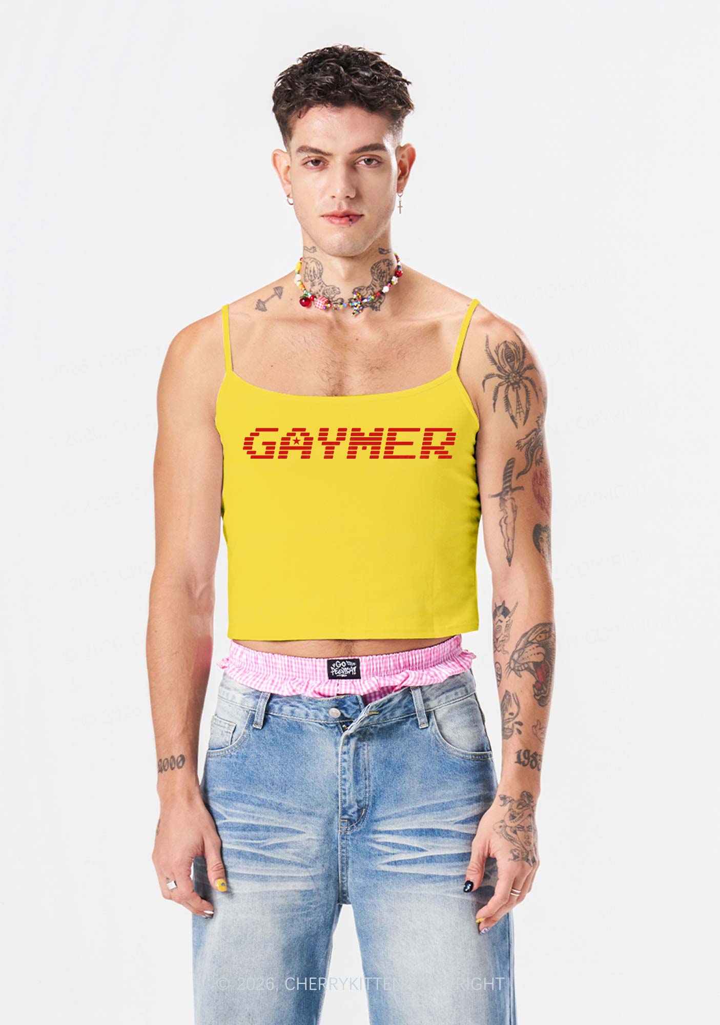 Gaymer Pride Y2K Spaghetti Strap Cami Cherrykitten