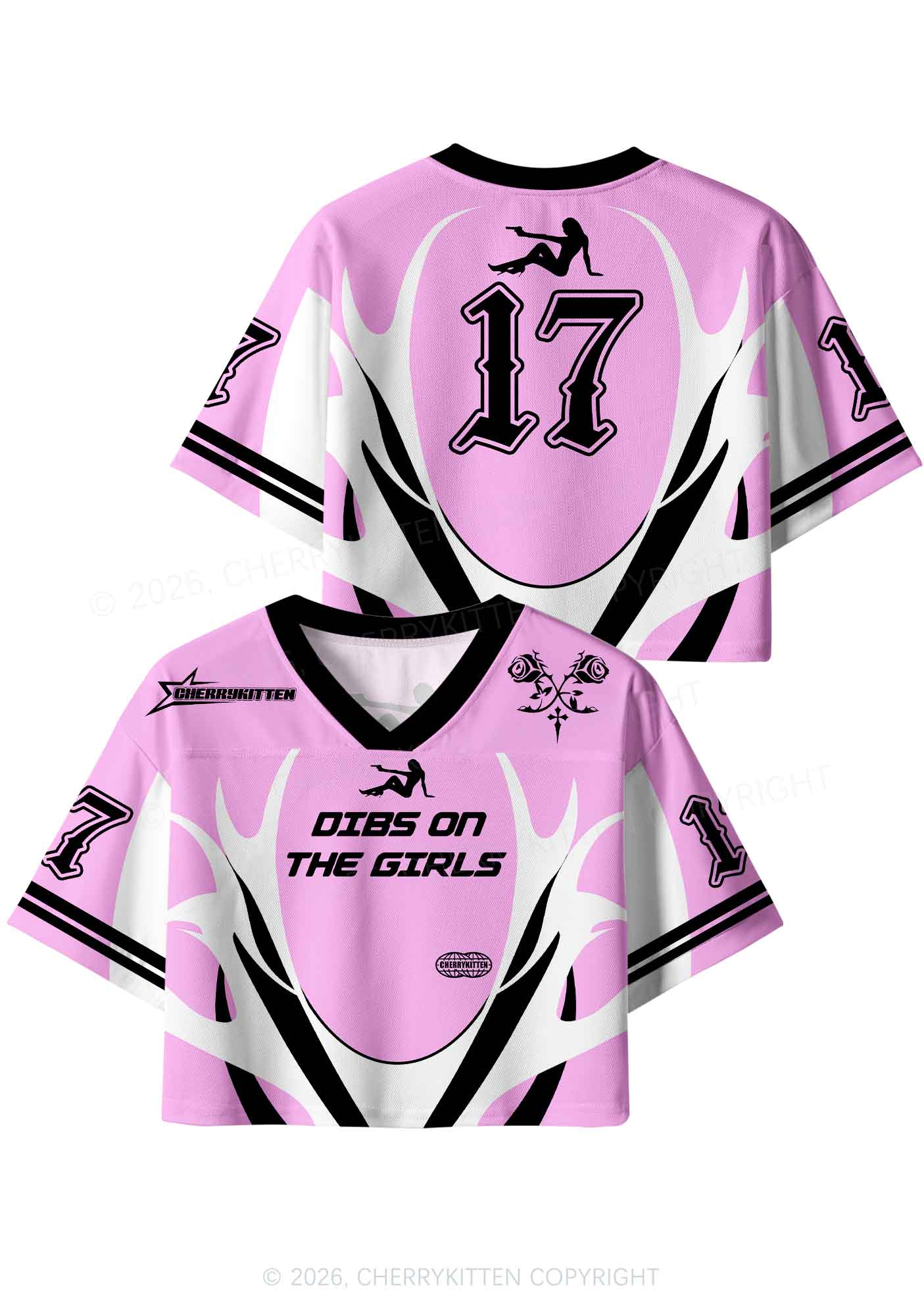 Dibs On The Girls Pride Y2K Crop Sport Jersey Shirts Cherrykitten