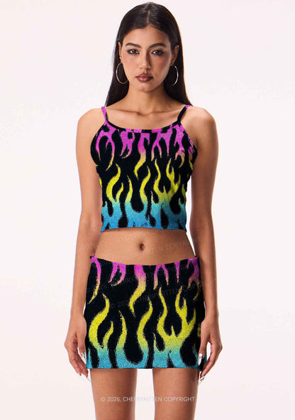 Pansexuality Flame Pride Y2K Print Cami Crop Top Cherrykitten