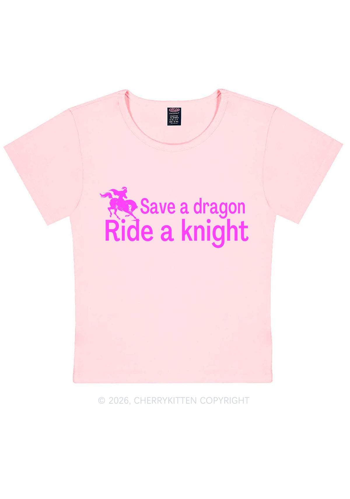Save Dragon Ride Knight Y2K Baby Tee Cherrykitten