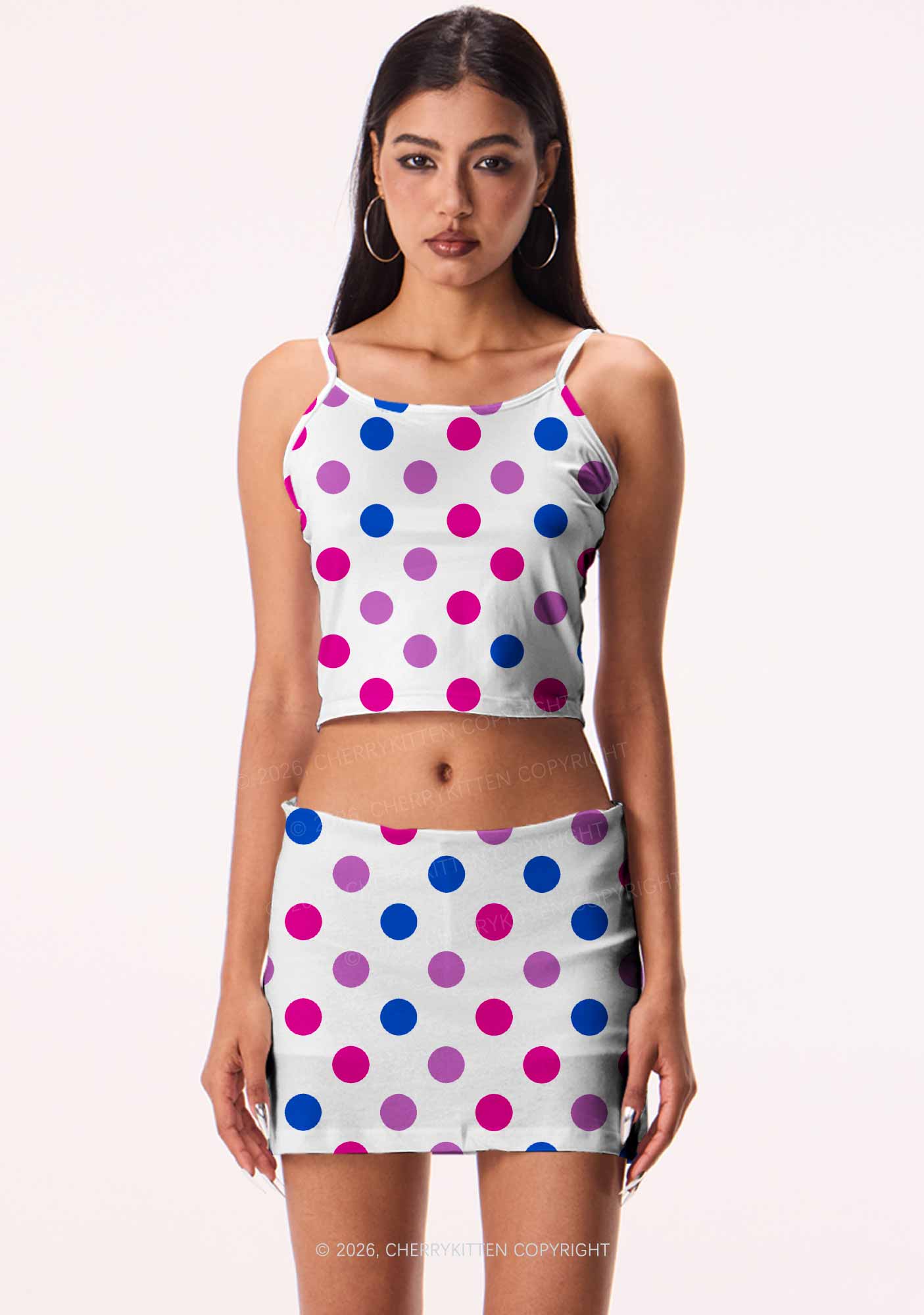 Bisexual Dots On White Pride Y2K Print Mini Skirt Cherrykitten