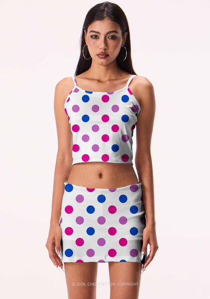 Bisexual Dots On White Pride Y2K Print Mini Skirt Cherrykitten