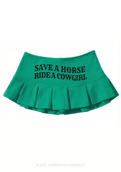 Save A Horse Ride A Cowgirl Y2K Mini Pleated Skirts Cherrykitten