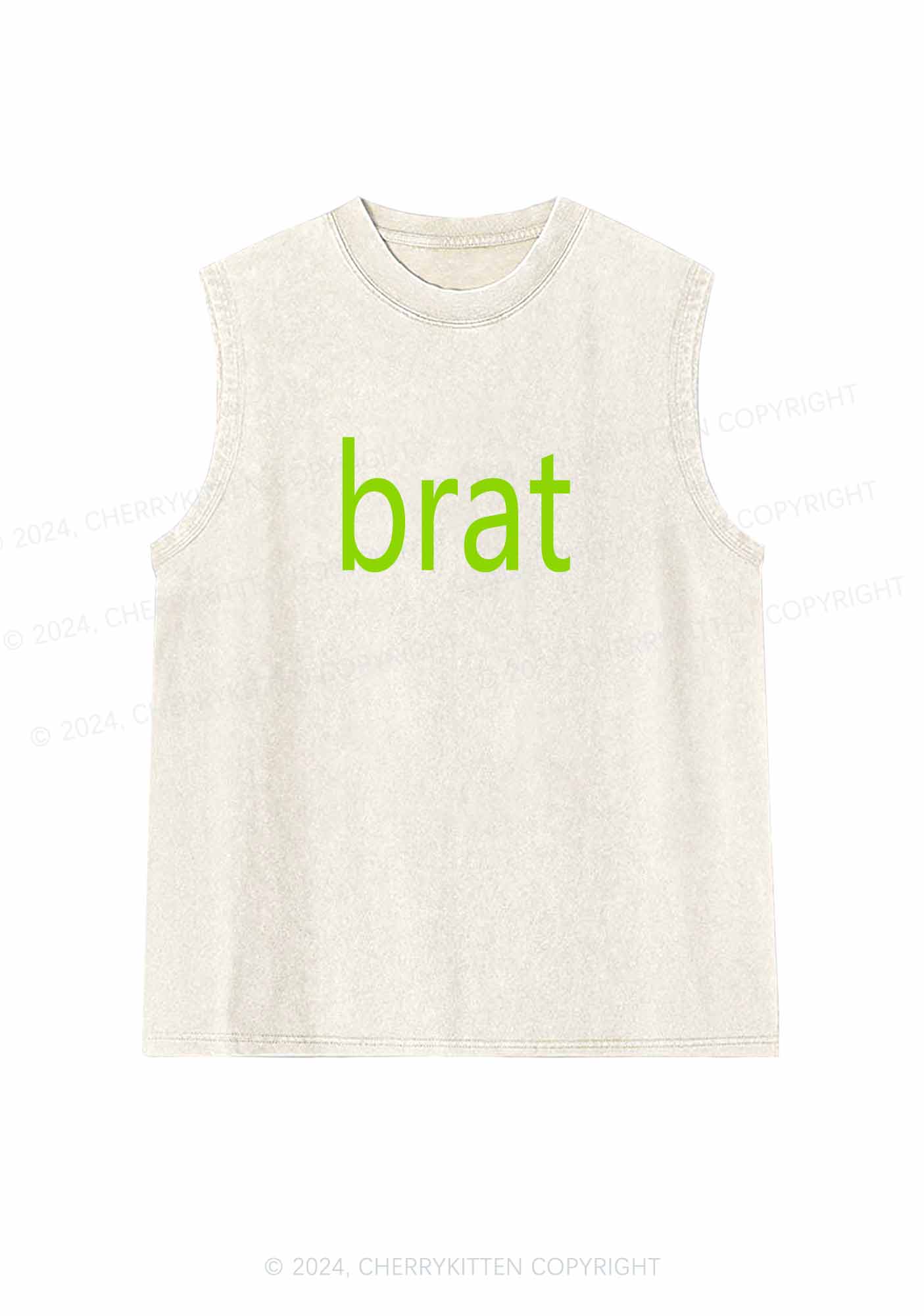 Green Brat Y2K Washed Tank Cherrykitten