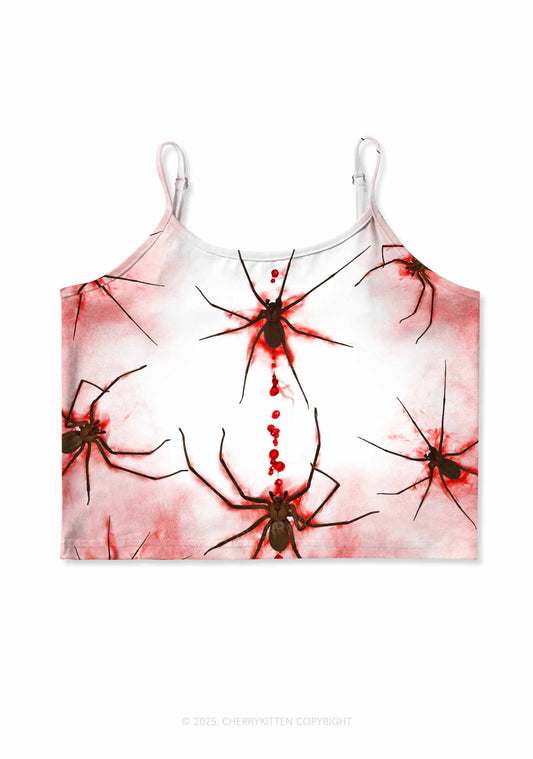 Halloween Blood Spiders Y2K Print Cami Crop Top Cherrykitten