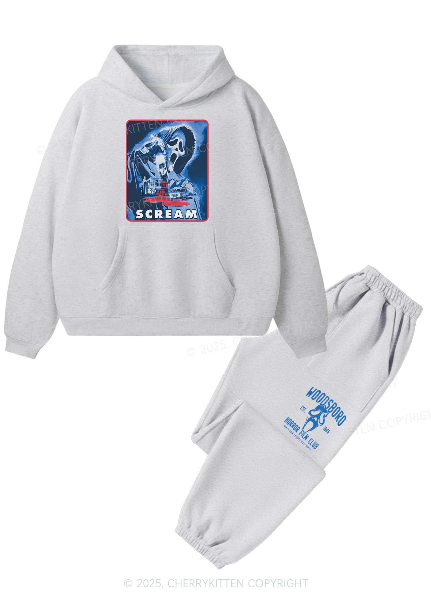 Halloween Scream Y2K Fleece Hoodie Set Cherrykitten