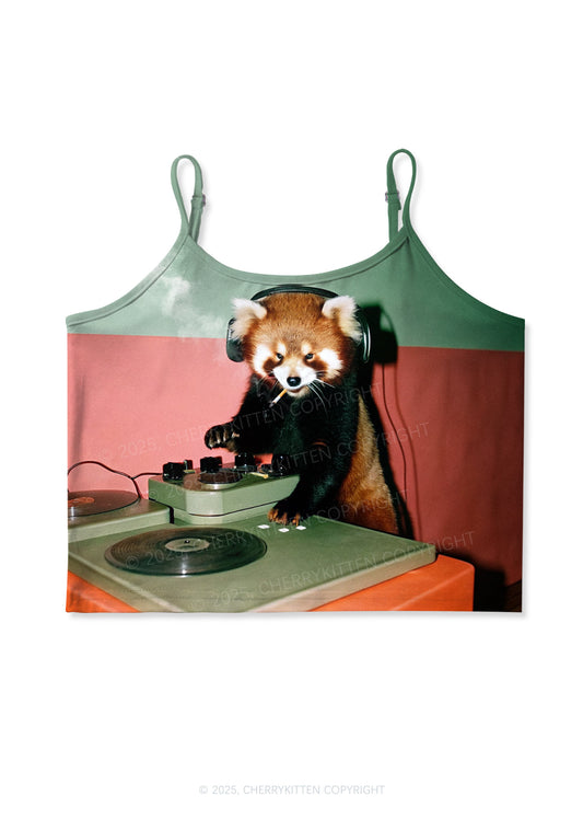Red Panda Smoke Y2K Print Cami Crop Top Cherrykitten