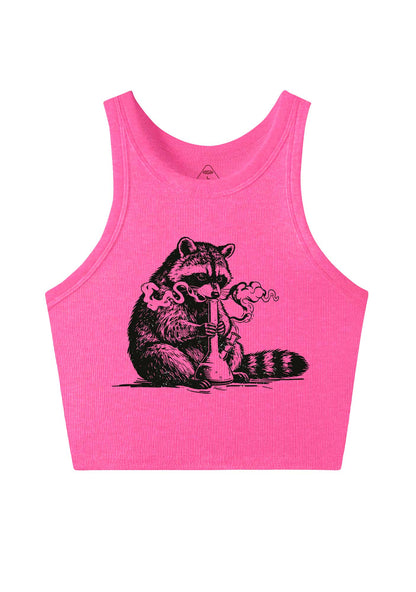 Stoned Raccoon Y2K Crop Tank Top Cherrykitten