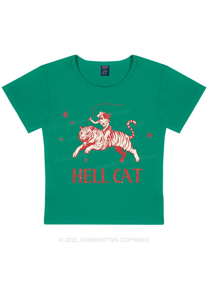 Cowgirl Hell Cat Y2K Baby Tee Cherrykitten