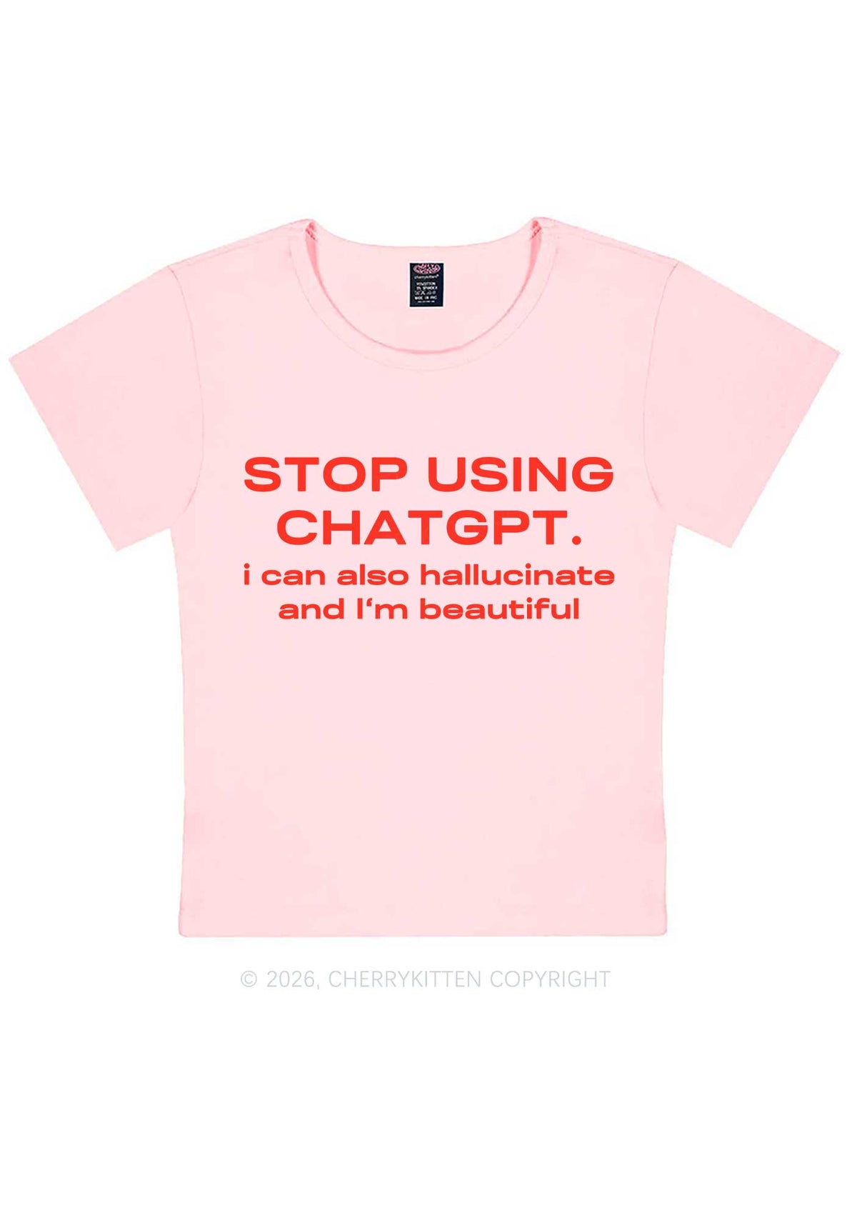 Stop Using GPT Y2K Baby Tee Cherrykitten