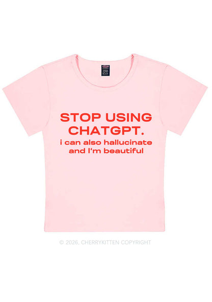 Stop Using GPT Y2K Baby Tee Cherrykitten