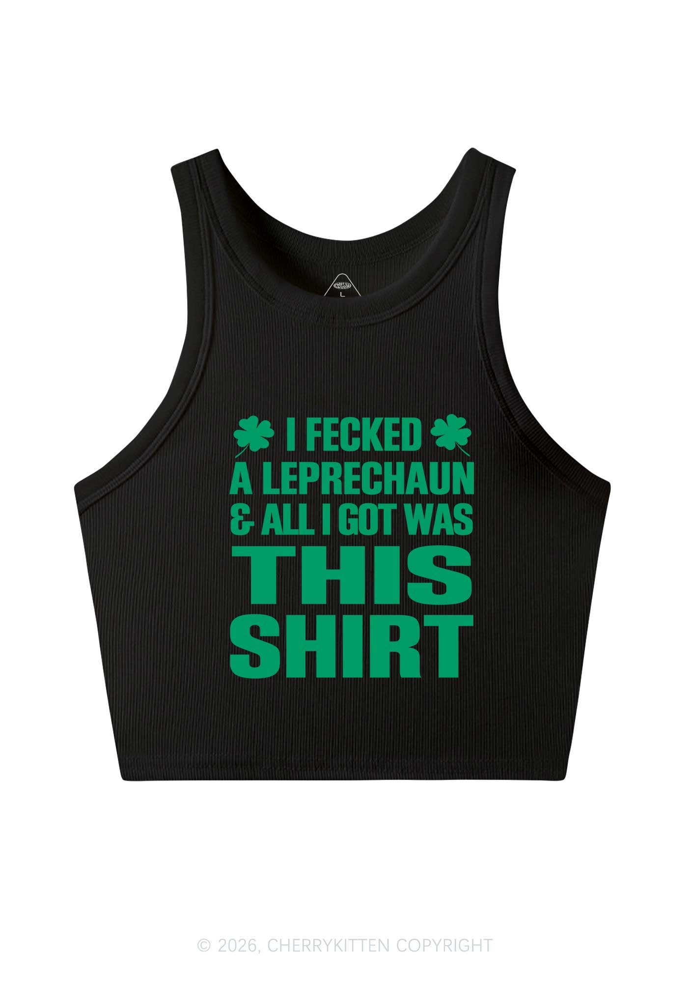 I Fecked A Leprechaun St Patricks Y2K Crop Tank Top Cherrykitten