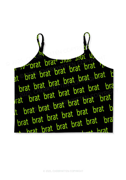 Green Brat Y2K Print Cami Crop Top Cherrykitten