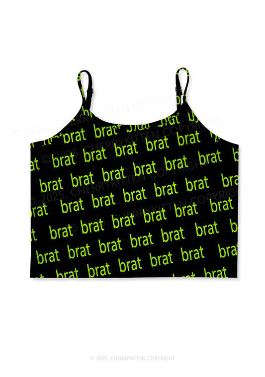 Green Brat Y2K Print Cami Crop Top Cherrykitten