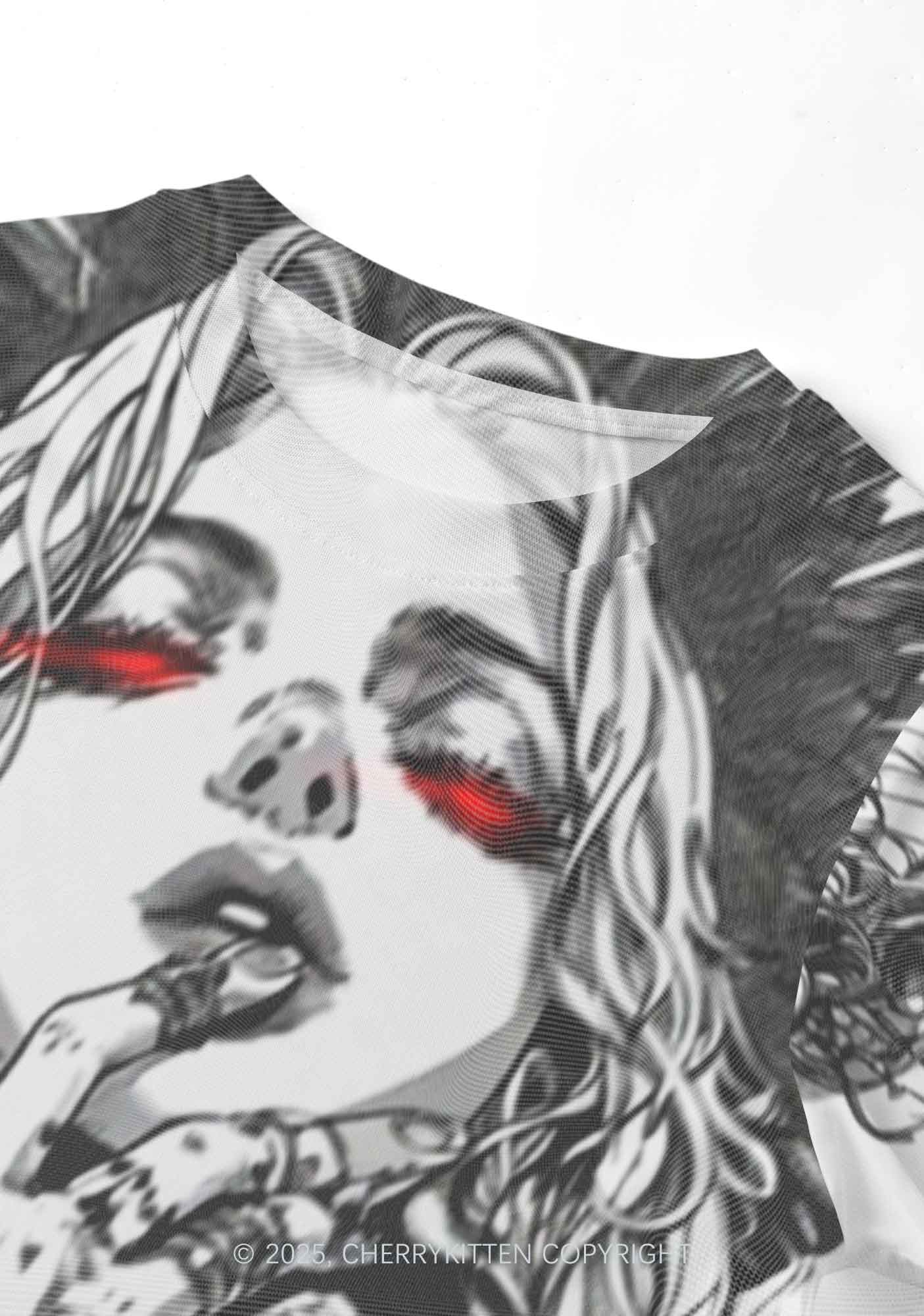 Girls Gaze Y2K Mesh Crop Top Cherrykitten