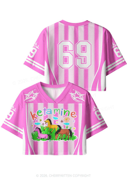 Rainbow K Pony Y2K Crop Sport Jersey Shirts Cherrykitten