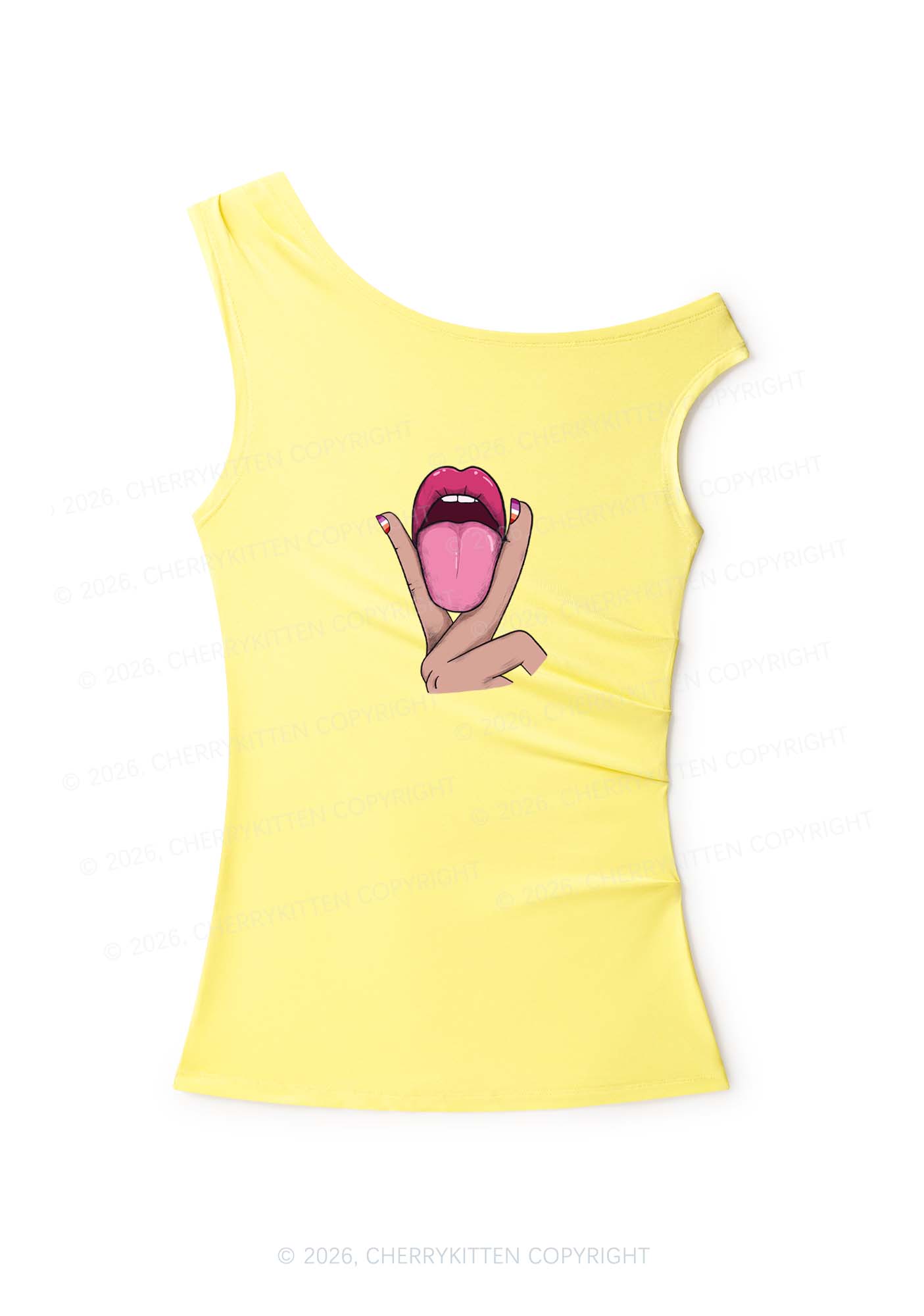 Lesbian Kissing Pride Y2K Off Shoulder Tank Top Cherrykitten