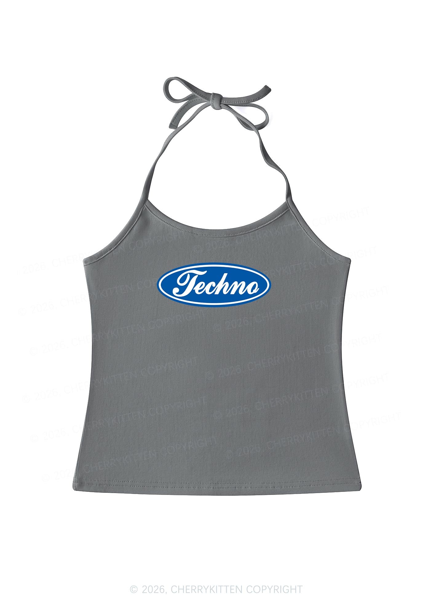 Oval Techno Y2K Halter Neck Cami Cherrykitten