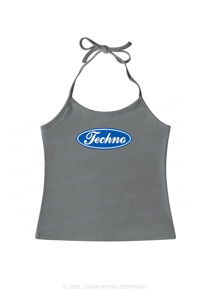 Oval Techno Y2K Halter Neck Cami Cherrykitten