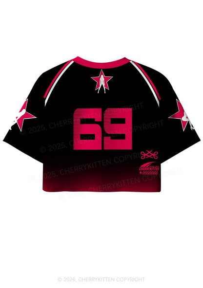 Black Mean Lesbian Pride Y2K Crop Sport Jersey Shirts Cherrykitten