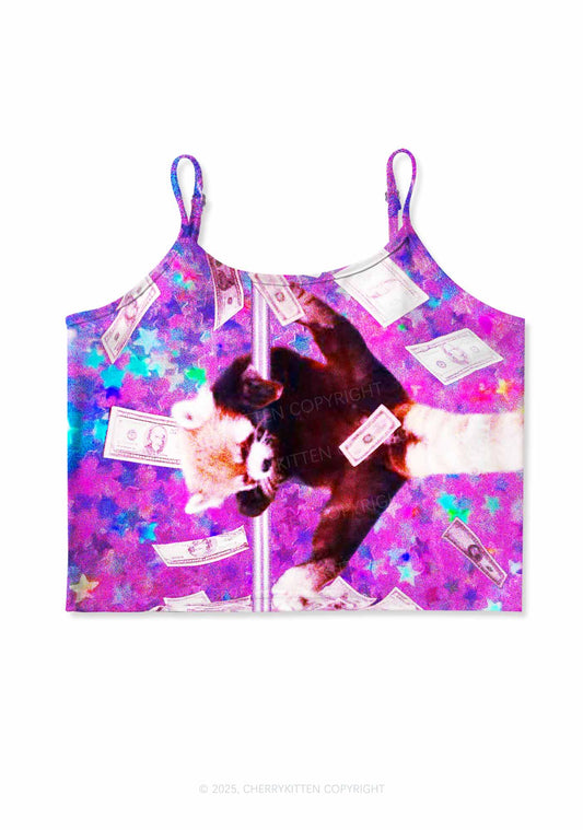 Pole Dancing Raccoon Y2K Print Cami Crop Top Cherrykitten