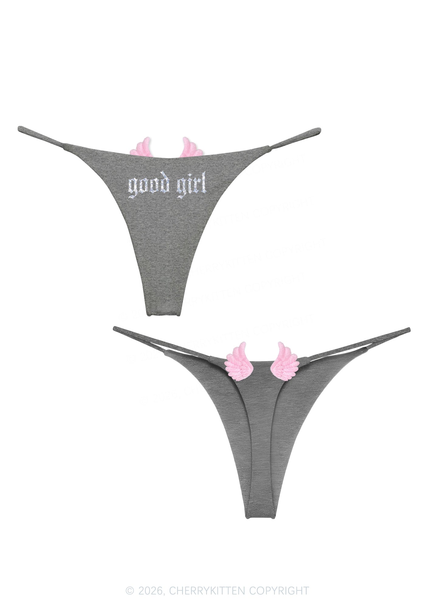 Glitter Good Girl Y2K Goth Angel Wings Bikini String Thong Cherrykitten