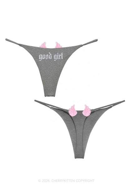 Glitter Good Girl Y2K Goth Angel Wings Bikini String Thong Cherrykitten