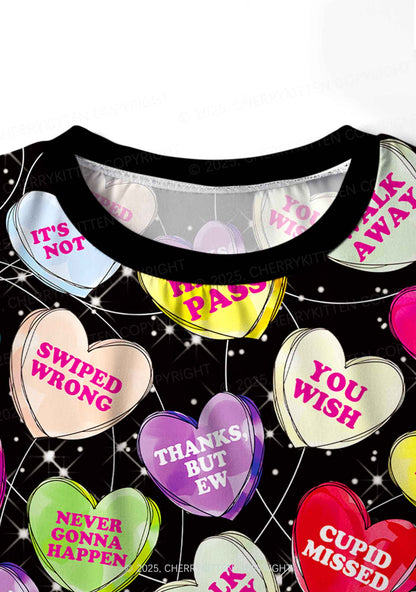 Anti Romantic Candy Y2K Valentine's Day Print Long Sleeve Pajama Set Cherrykitten