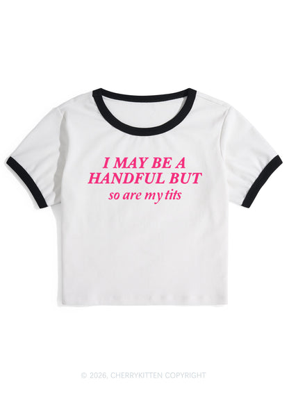 I May Be A Handful Y2K Ringer Tee Cherrykitten