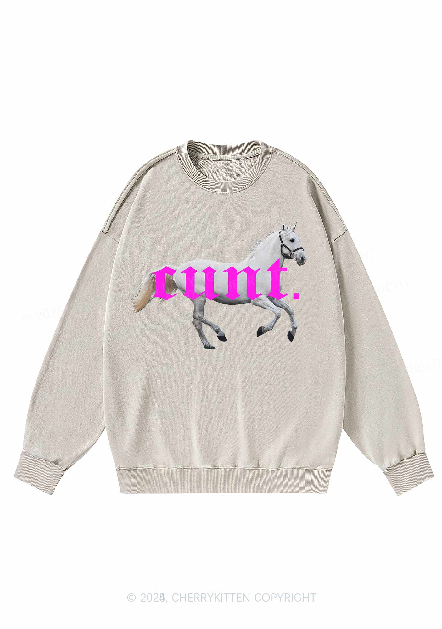 Cxxt Horse Y2K Washed Sweatshirts Cherrykitten