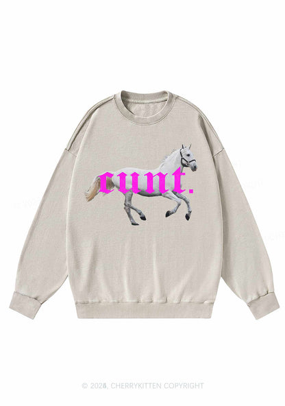 Cxxt Horse Y2K Washed Sweatshirts Cherrykitten