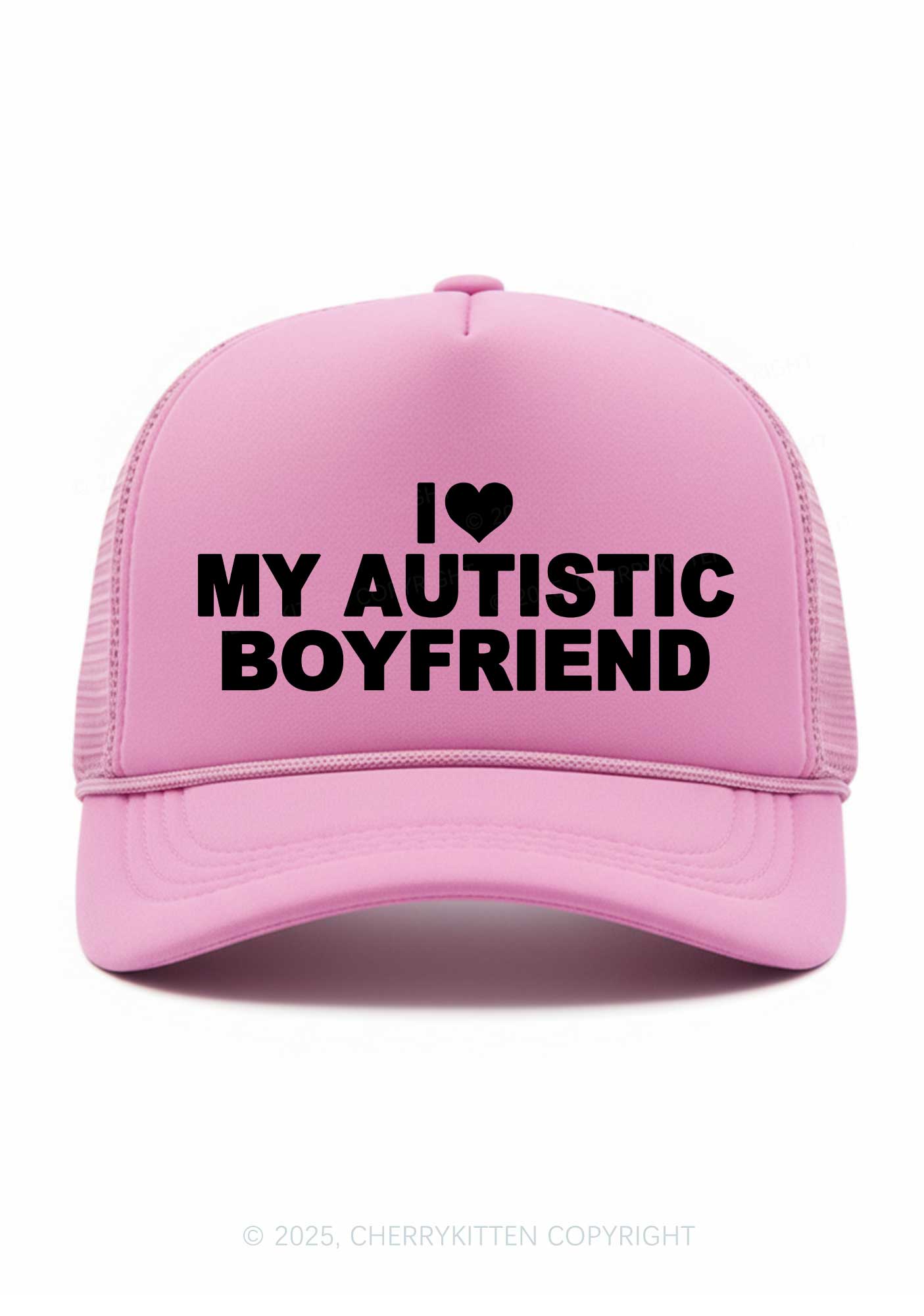 I Love My Autistic GF BF Valentine's Day Y2K Trucker Hat Cherrykitten