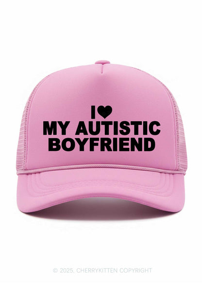 I Love My Autistic GF BF Valentine's Day Y2K Trucker Hat Cherrykitten