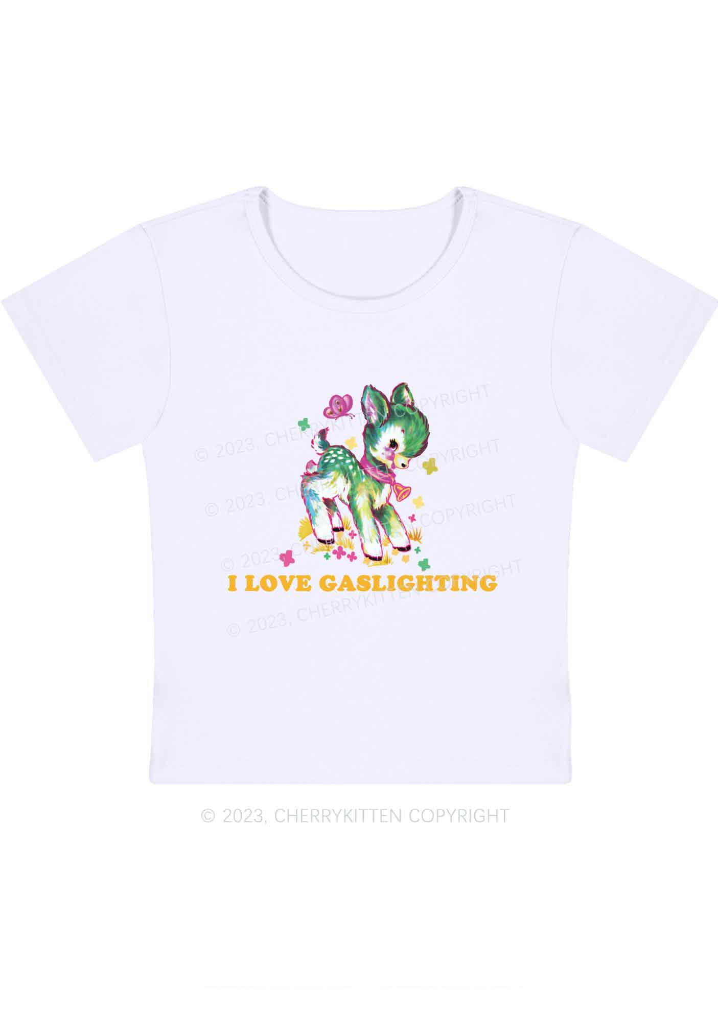 Curvy I Love Gaslighting Y2K Baby Tee Cherrykitten