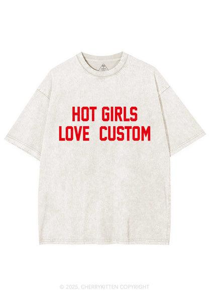 Hot Girls Love Custom Y2K Shirts Washed Tee Cherrykitten