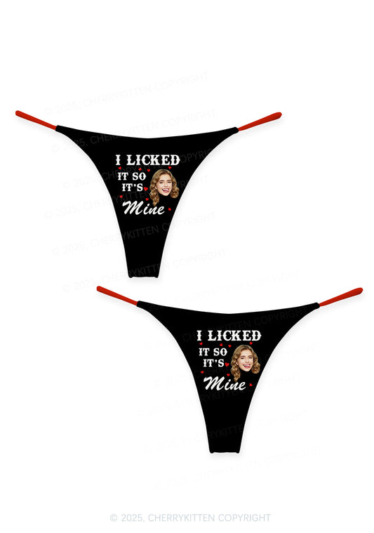 Custom Photo I Licked It Valentine's Day Y2K Print Couples Thong Set Cherrykitten