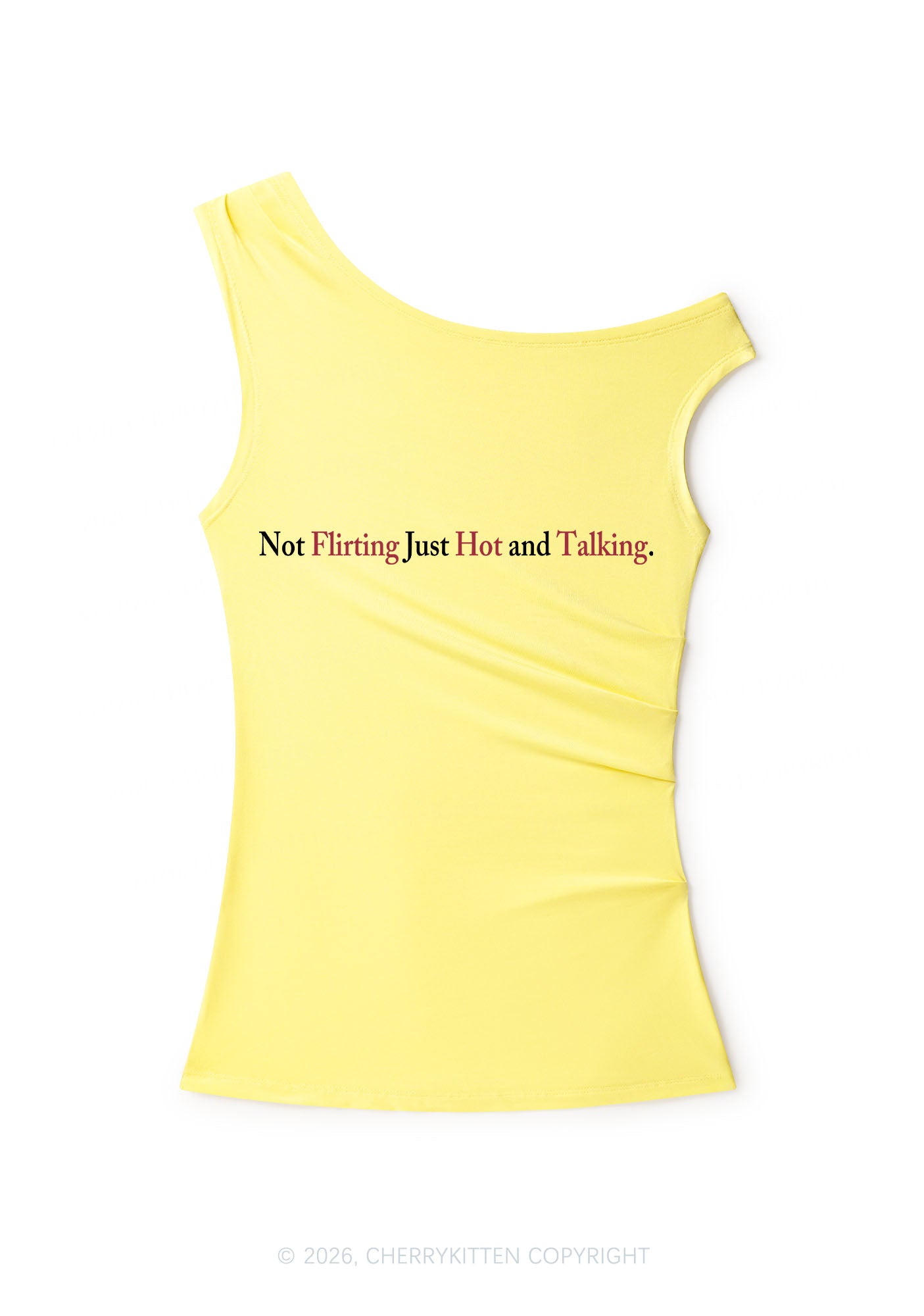 Just Hot And Talking Y2K Off Shoulder Tank Top Cherrykitten