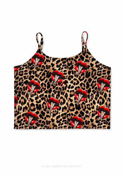 Halloween Leopard Lips Snakes Y2K Print Cami Crop Top Cherrykitten