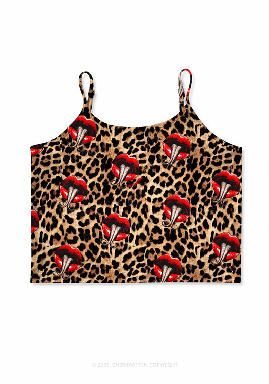 Halloween Leopard Lips Snakes Y2K Print Cami Crop Top Cherrykitten