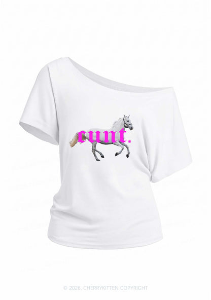 Cxxt Horse Y2K Off Shoulder Tee Cherrykitten