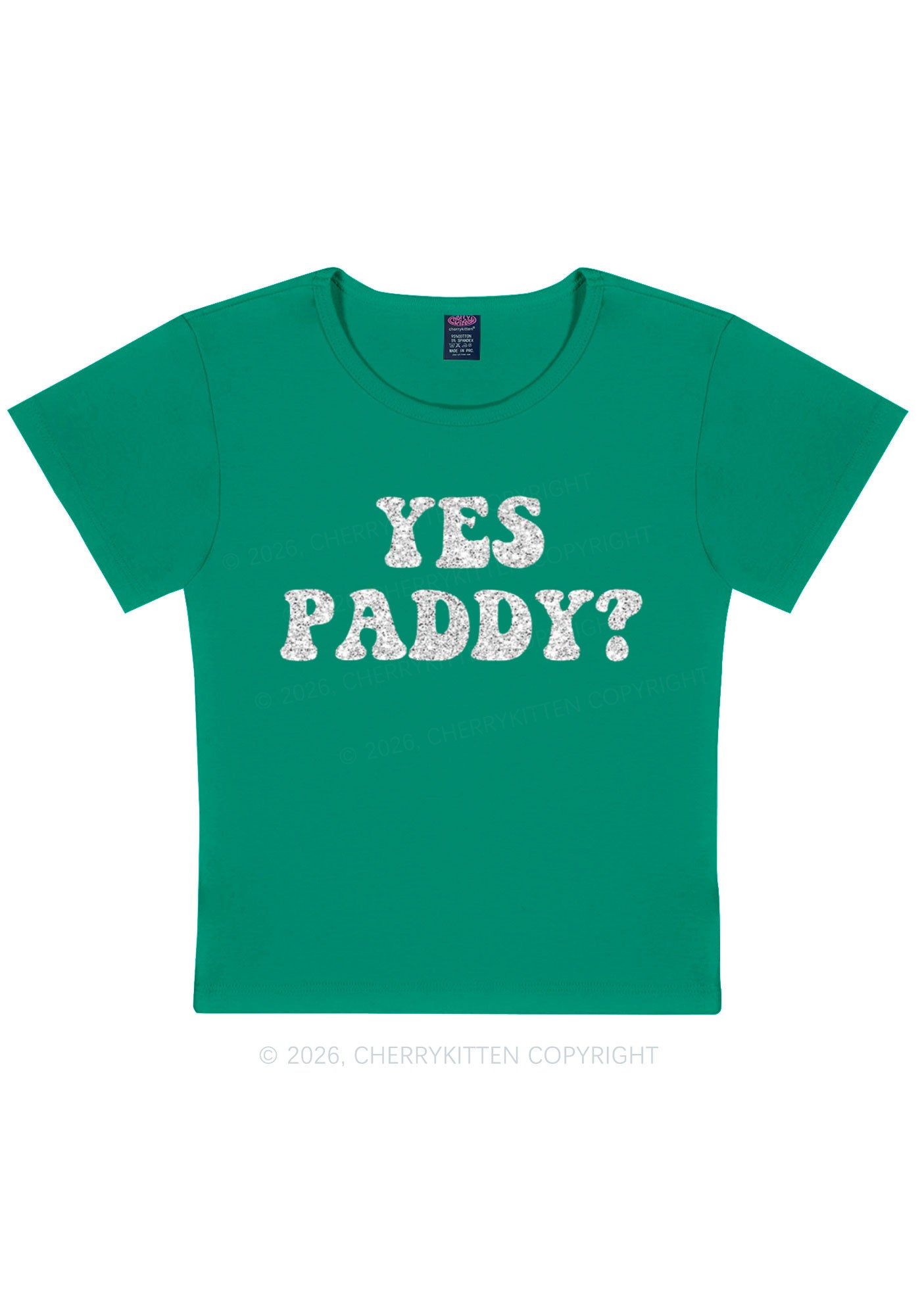 Glitter Yes Paddy St Patricks Y2K Baby Tee Cherrykitten