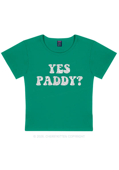 Glitter Yes Paddy St Patricks Y2K Baby Tee Cherrykitten