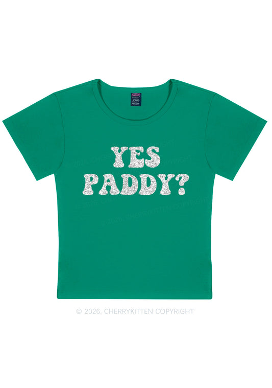 Glitter Yes Paddy St Patricks Y2K Baby Tee Cherrykitten