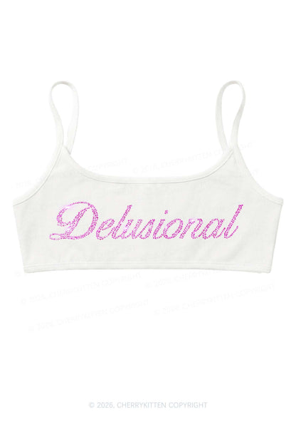 Rhinestone Delusional Y2K Super Crop Cami Cherrykitten