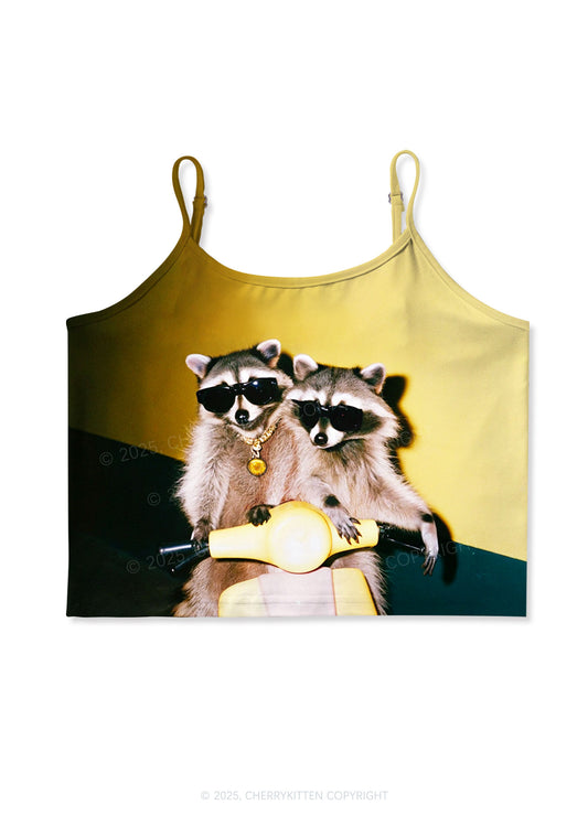 Raccoon Riders Y2K Print Cami Crop Top Cherrykitten